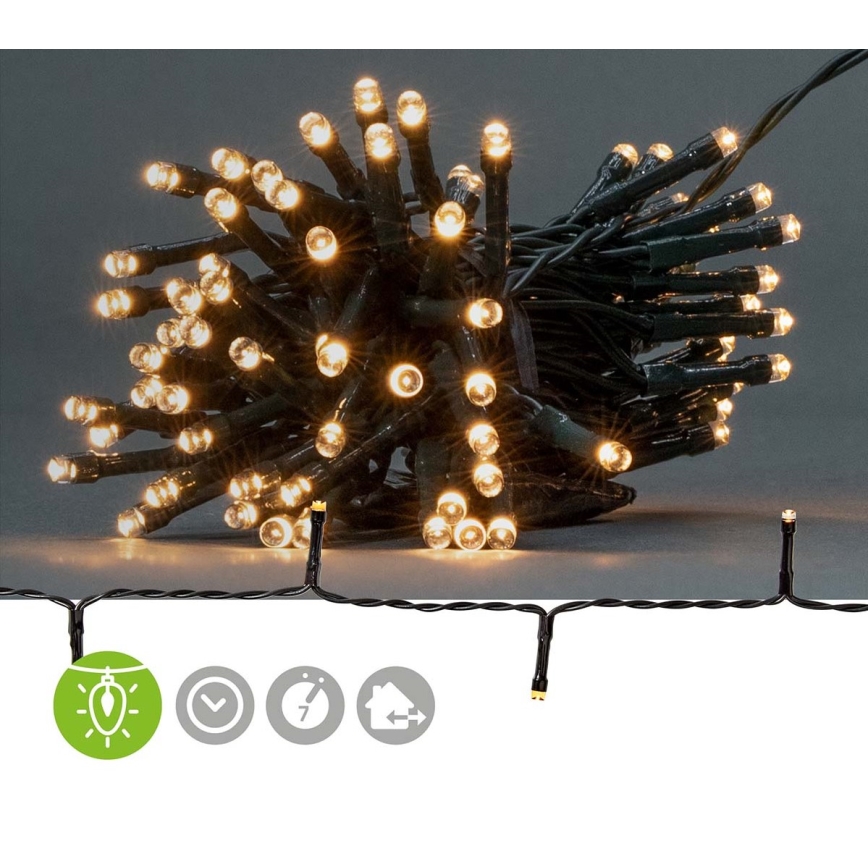LED julkedja för utomhusbruk 48xLED/7 funktioner/3xAA 4,1m IP44 varm vit