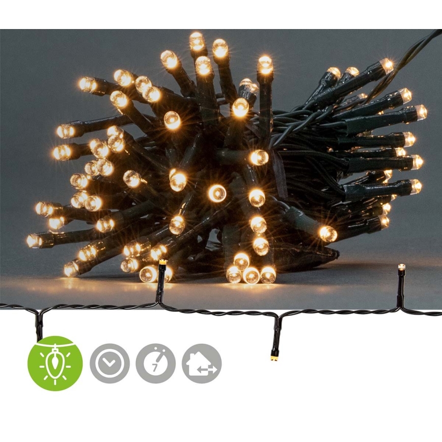 LED julkedja för utomhusbruk 96xLED/7 funktioner/3xAA 7,7m IP44 varm vit