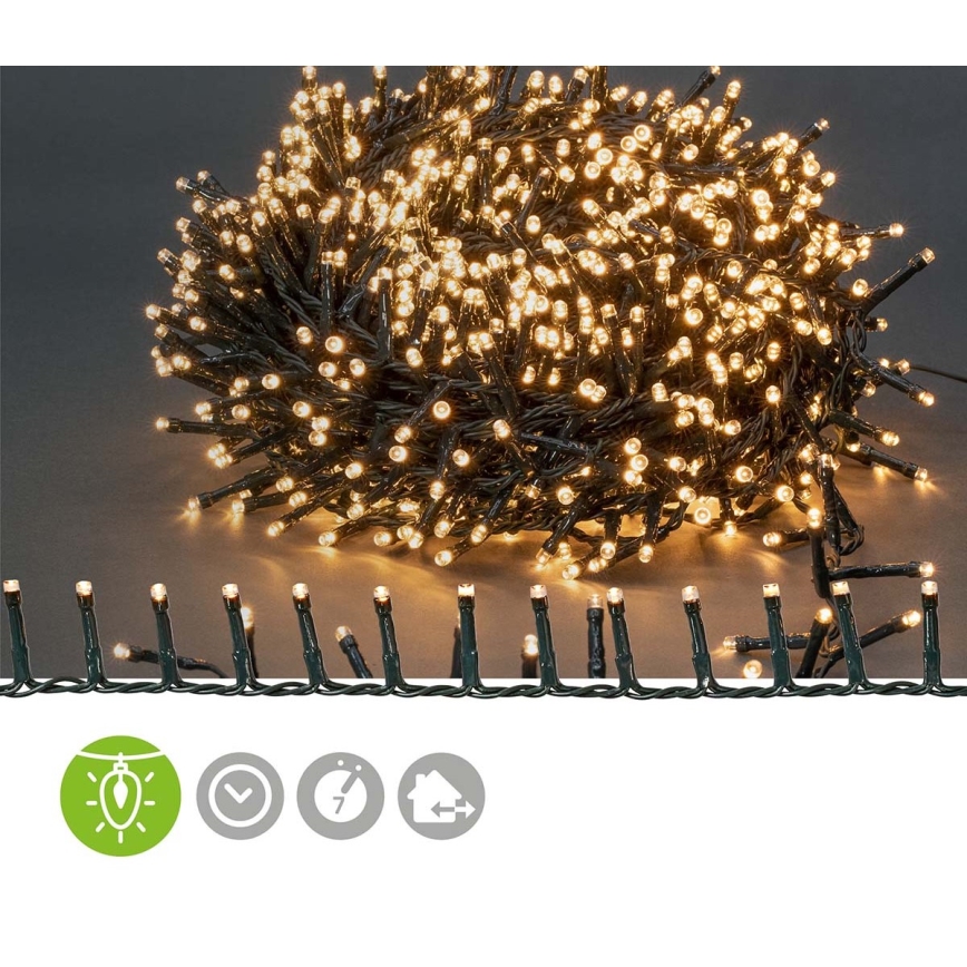 LED julkedja för utomhusbruk 1200xLED/7 funktioner 27m IP44 varm vit