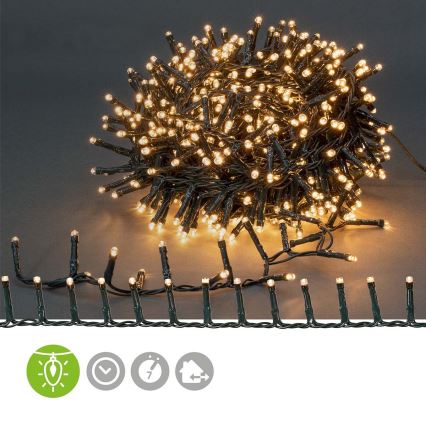 LED Utomhus julbelysning 400xLED/7 funktioner 11m IP44 varmvit