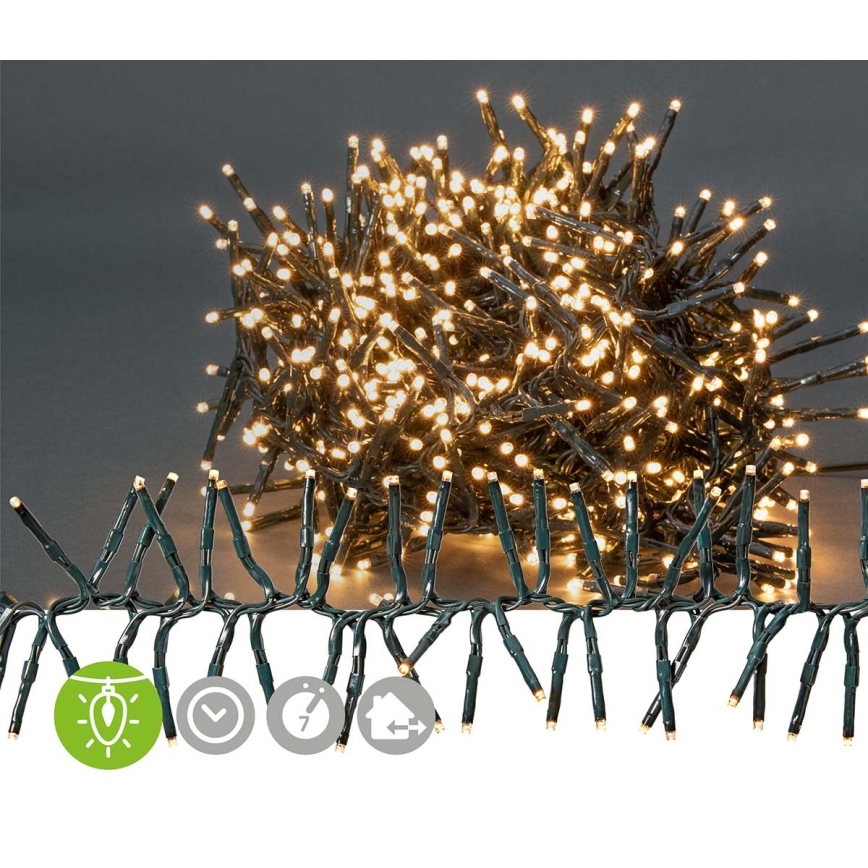 LED julkedja för utomhusbruk 576xLED/7 funktioner 7,2m IP44 varm vit