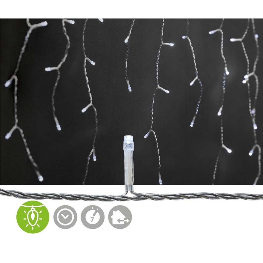 LED Utomhus Julgardin 180xLED/7 funktioner 10,9m IP44 kall vit
