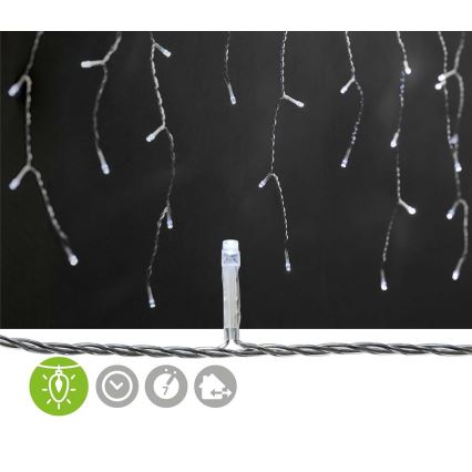 LED Utomhus julgardin 360xLED/7 funktioner 14m IP44 kallvit