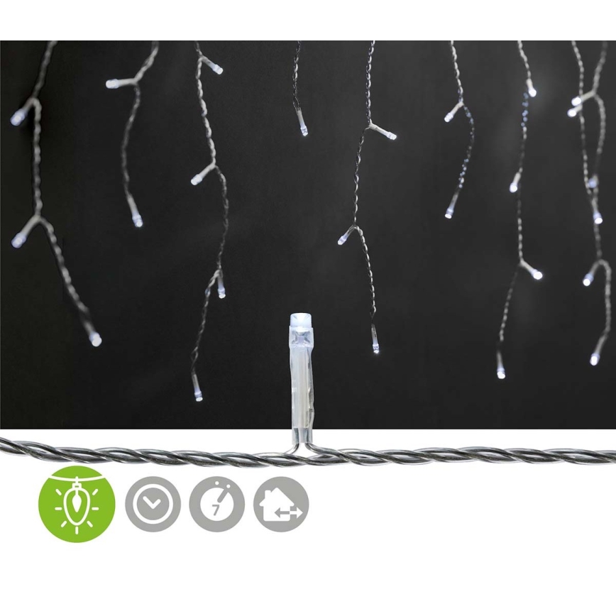 LED Utomhus julgardin 360xLED/7 funktioner 14m IP44 kallvit