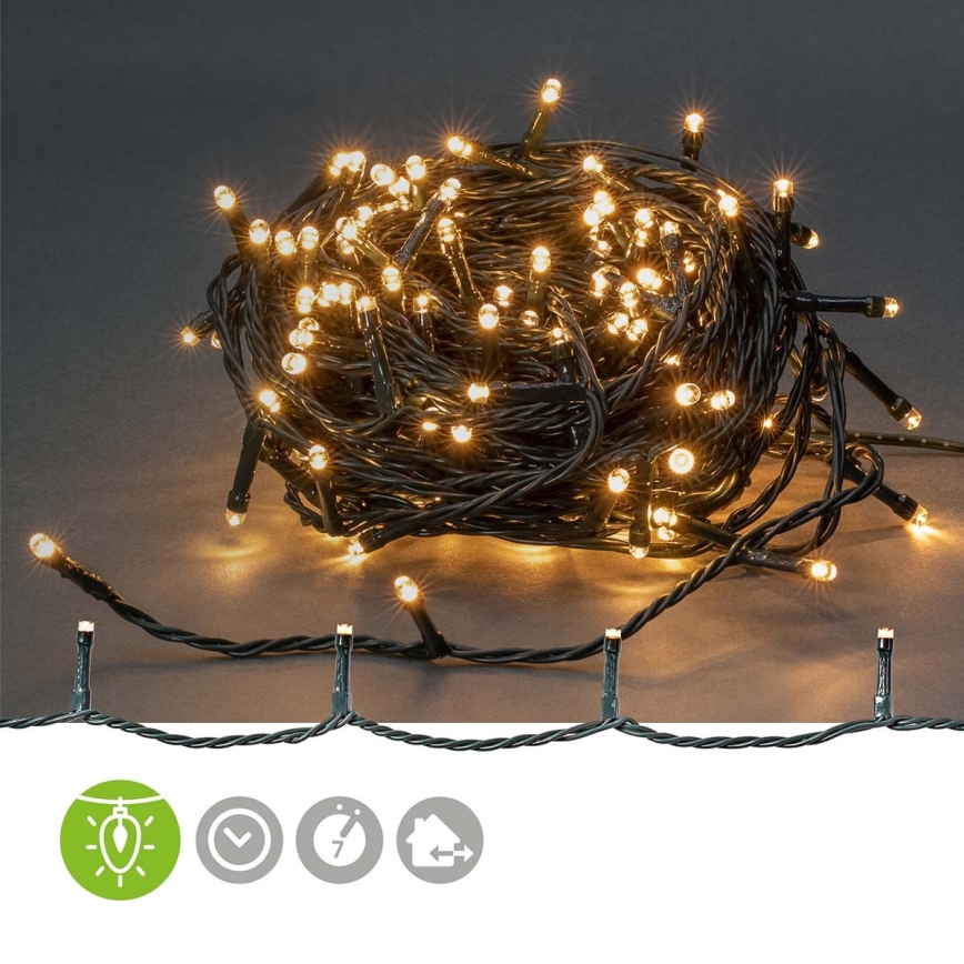 LED julkedja för utomhusbruk 180xLED/7 funktioner 16,5m IP44 varm vit