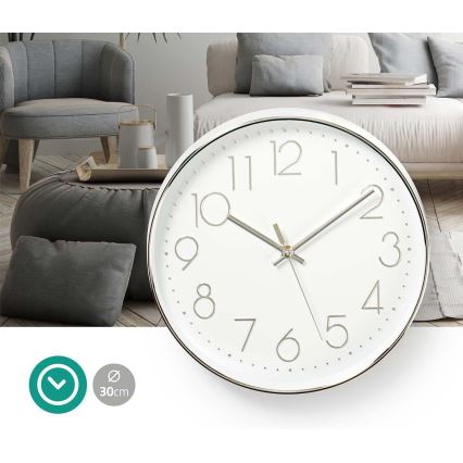 Väggklocka  1xAA white/silver