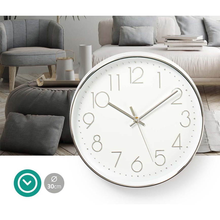 Väggklocka  1xAA white/silver