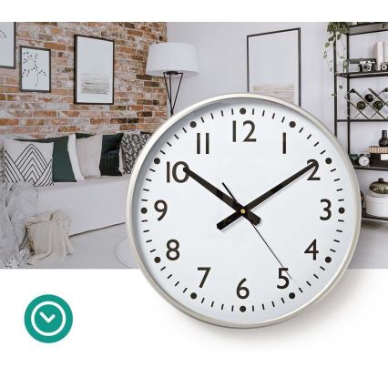 Väggklocka Ø 38 cm 1xAA vit