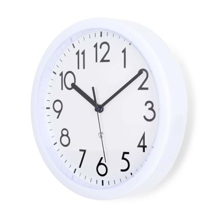Väggklocka Ø 22 cm 1xAA vit