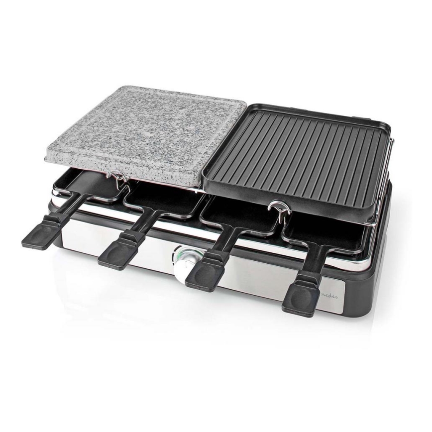 Nedis FCRA300FBK8 - Raclette grill med tillbehör 1400W/230V