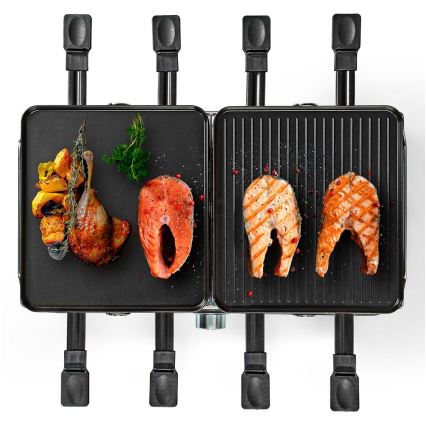 Nedis FCRA300FBK8 - Raclette grill med tillbehör 1400W/230V