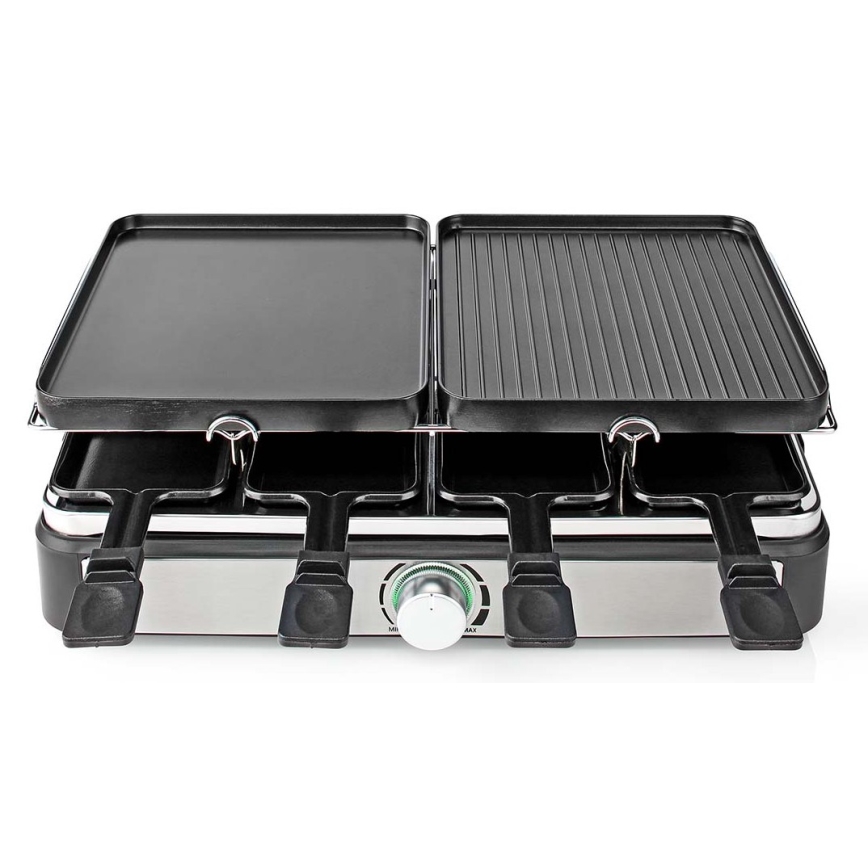 Nedis FCRA300FBK8 - Raclette grill med tillbehör 1400W/230V