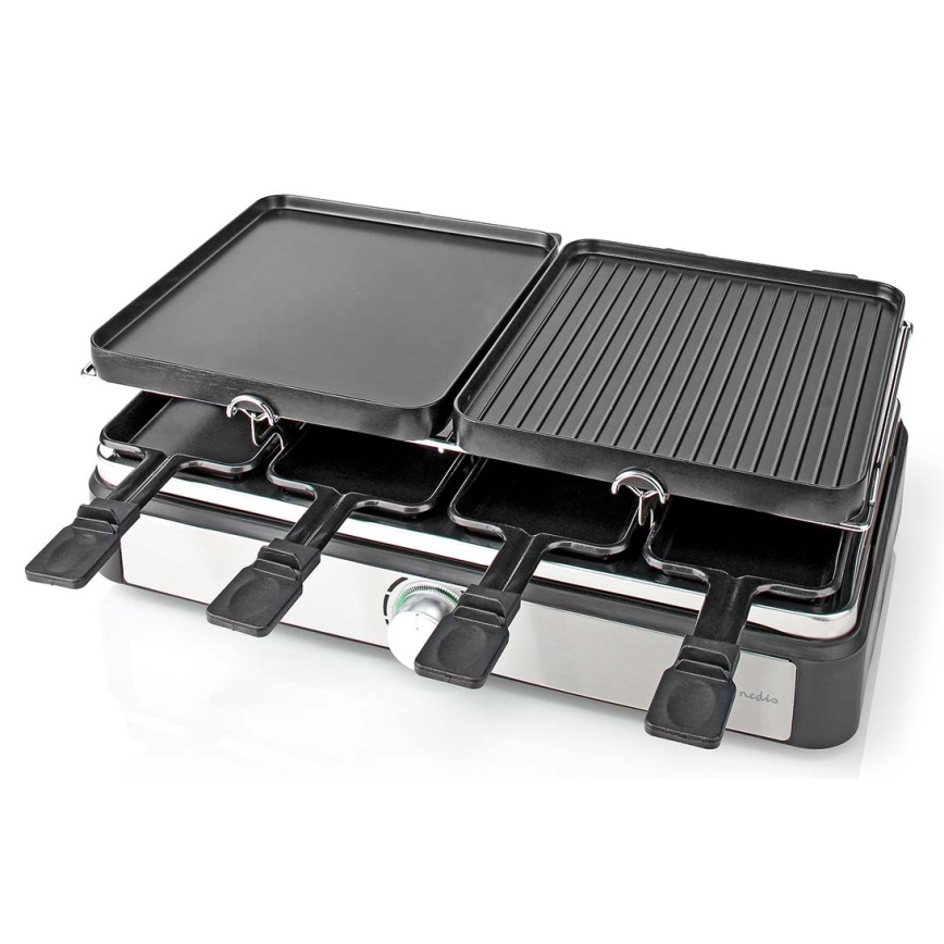 Nedis FCRA300FBK8 - Raclette grill med tillbehör 1400W/230V