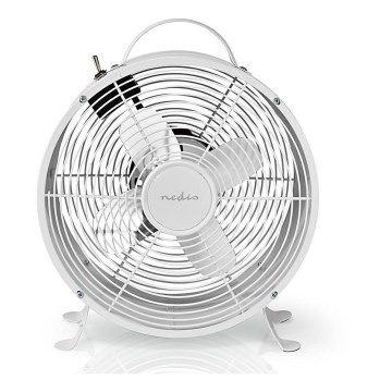 Nedis FNCL10WT20 - Bordsfläkt RETRO 20W/230V vit ø25 cm