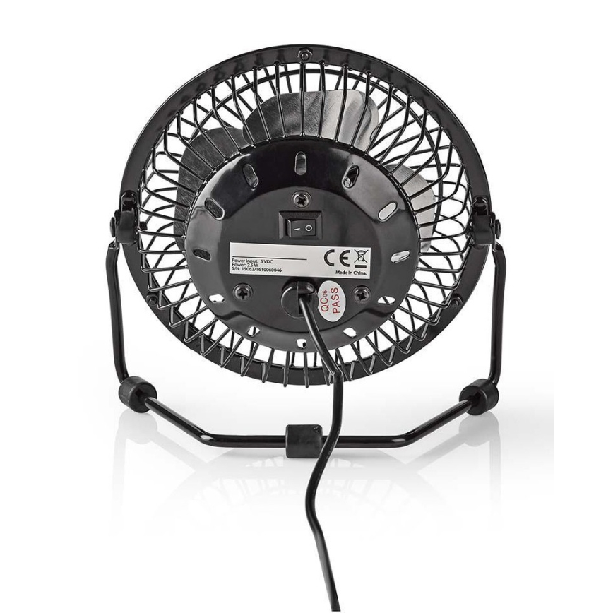 Bordsfläkt 3W/USB 10 cm svart