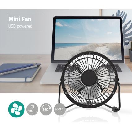 Bordsfläkt 3W/USB 10 cm svart