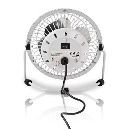 Bordsfläkt 3W/USB 10 cm vit