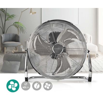 Stående fläkt 80W/230V skinande krom
