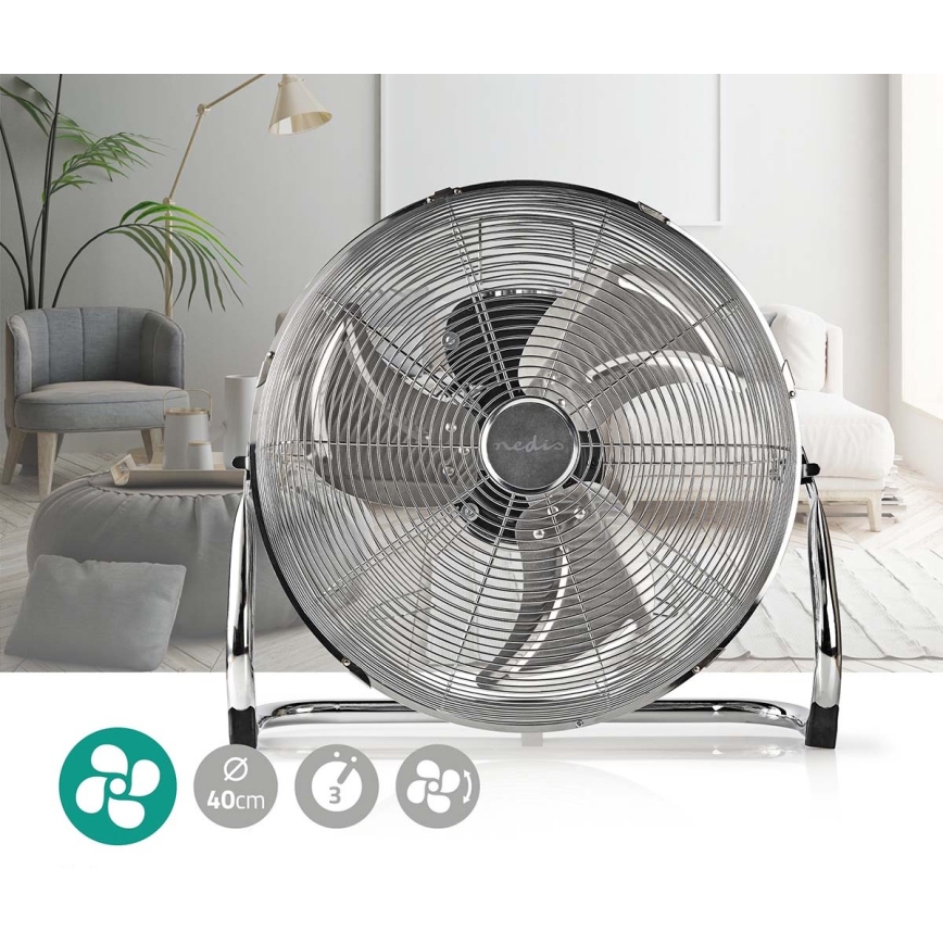 Stående fläkt 80W/230V skinande krom