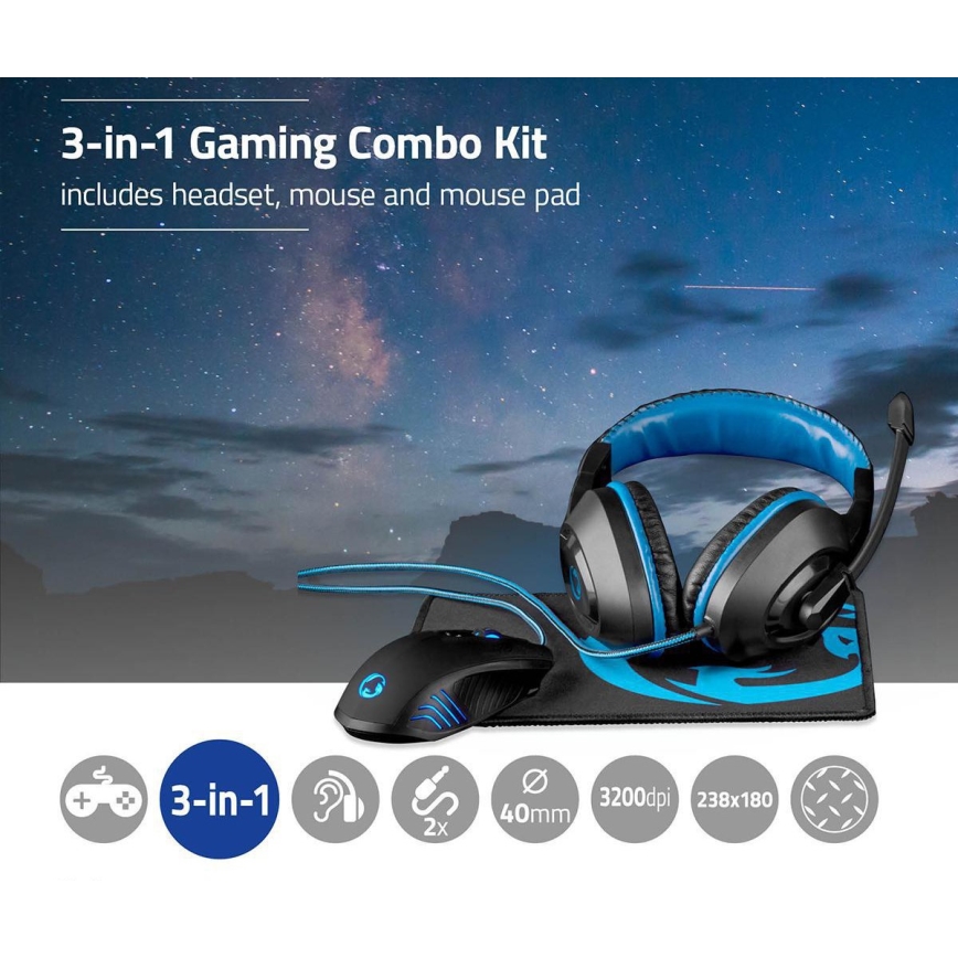 Gaming kit 3in1 svart/blå