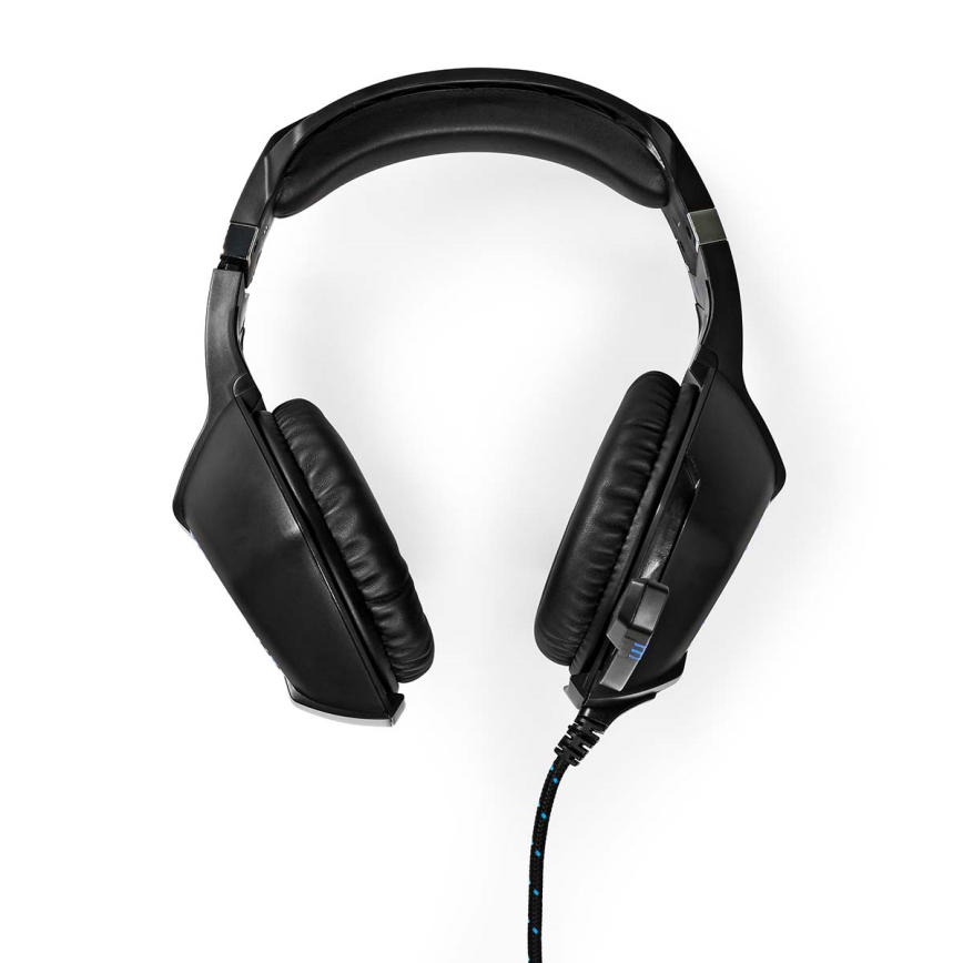 LED Gaming headphones med en microphone svart/blå