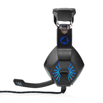 LED Gaming headphones med en microphone svart/blå