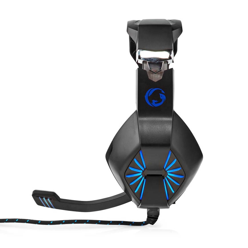 LED Gaming headphones med en microphone svart/blå