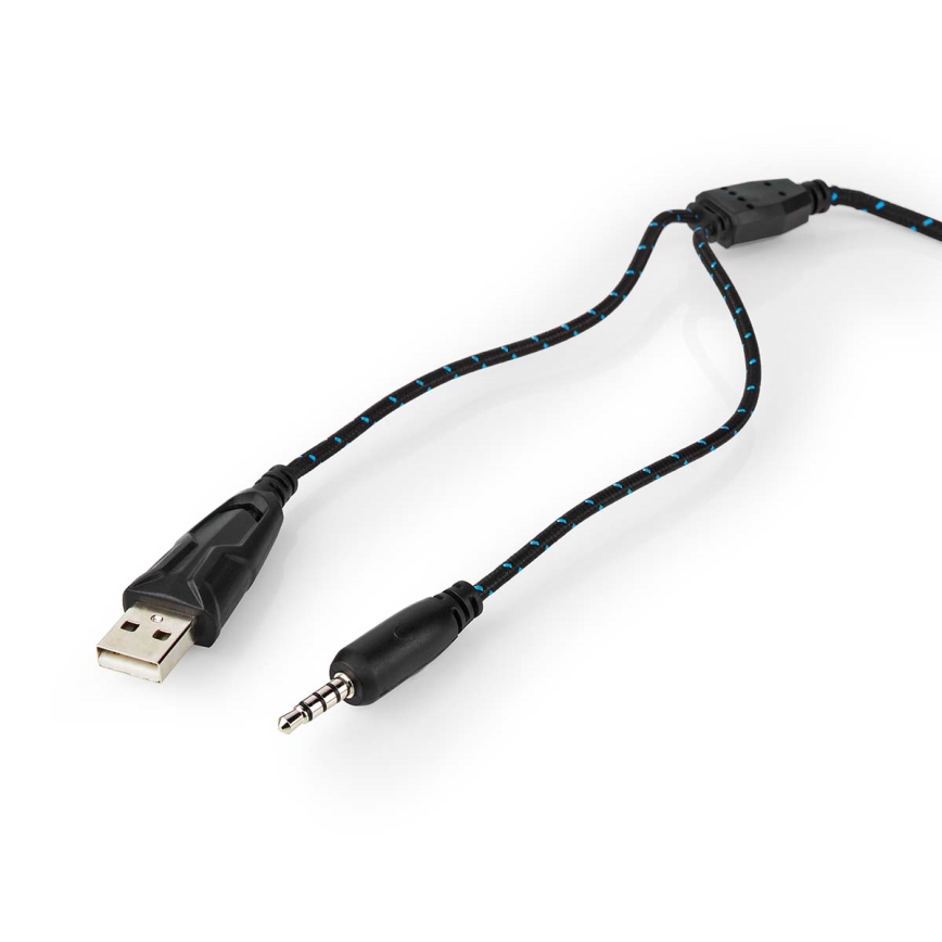 LED Gaming headphones med en microphone svart/blå