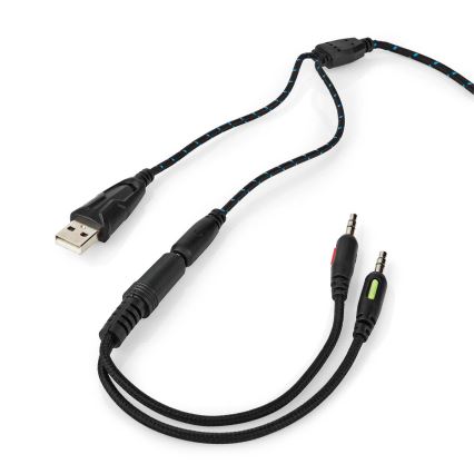 LED Gaming headphones med en microphone svart/blå