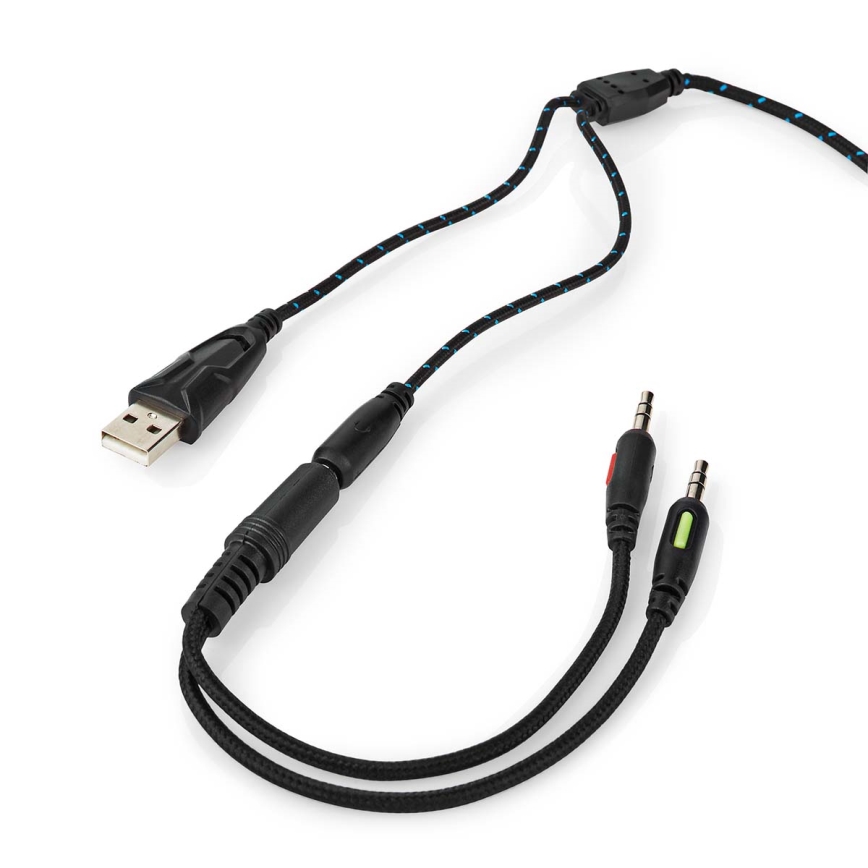 LED Gaming headphones med en microphone svart/blå