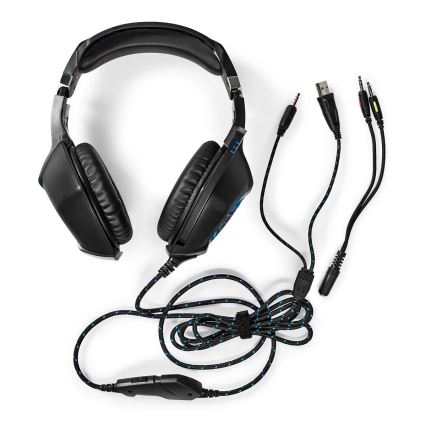 LED Gaming headphones med en microphone svart/blå