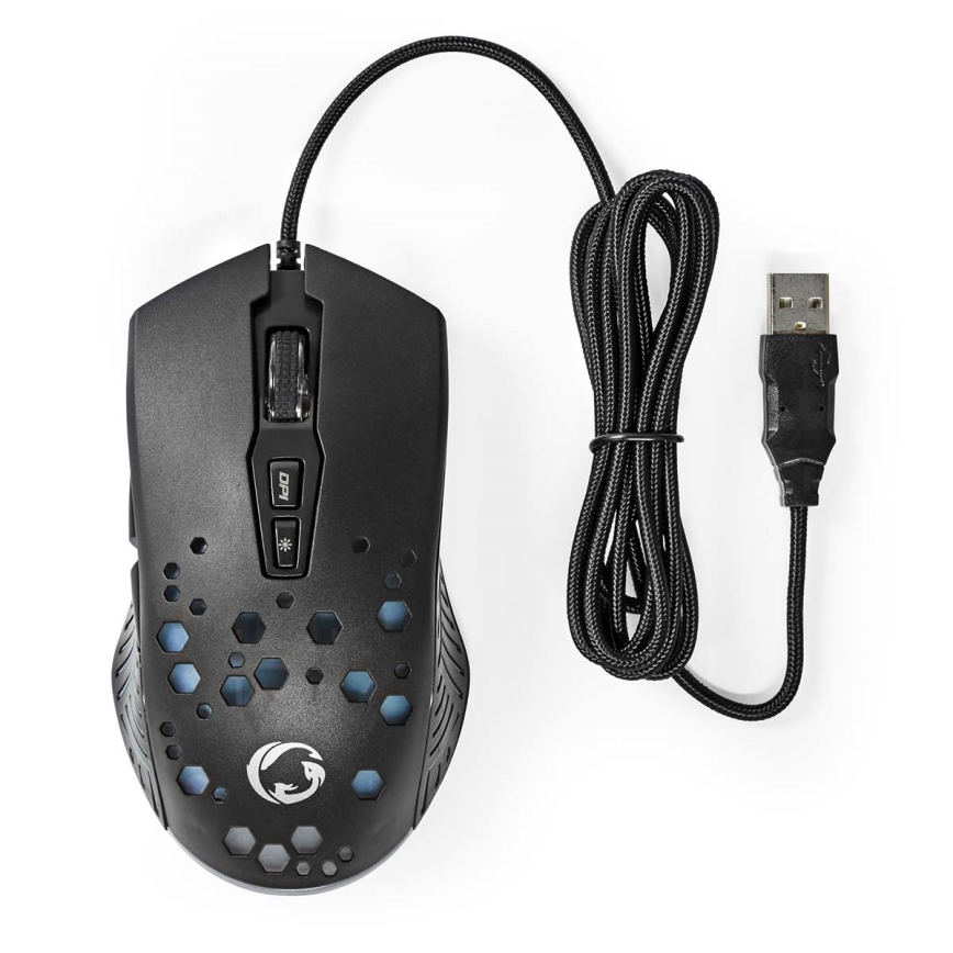 LED Gaming mouse 800/1200/2400/3200/4800/7200 DPI 7 buttons svart