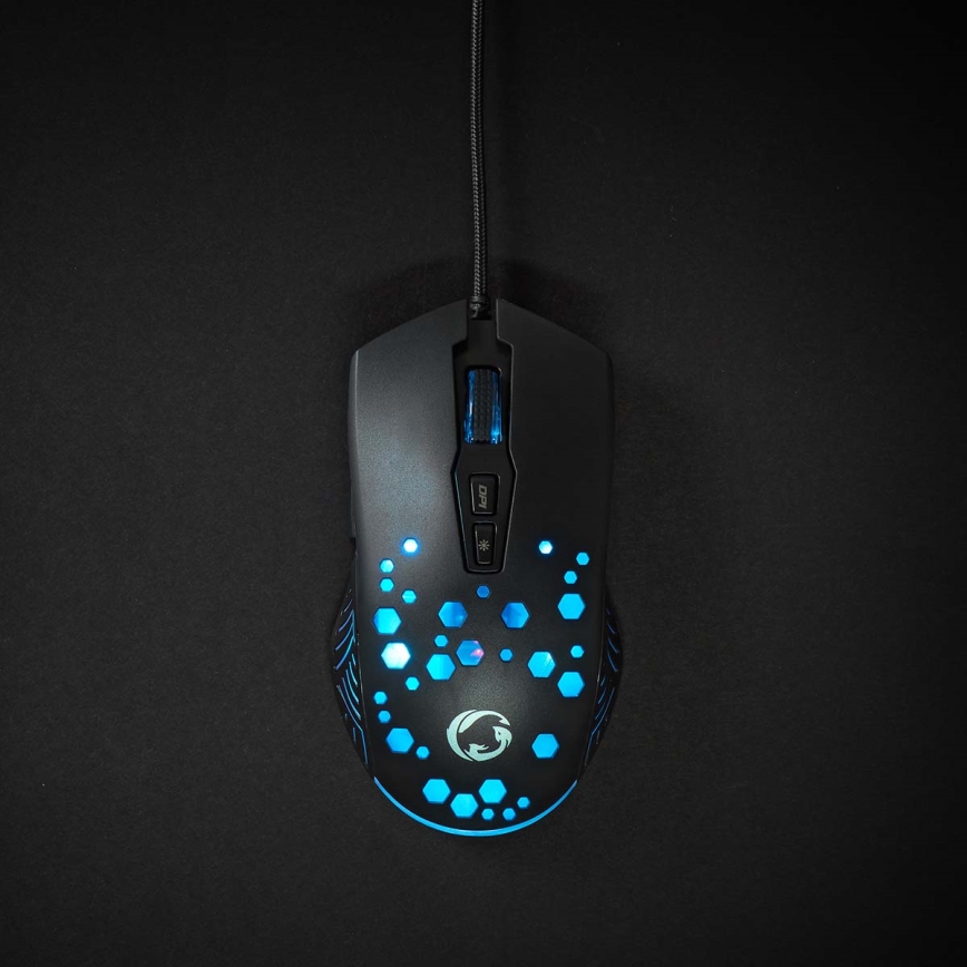 LED Gamingmus 800/1200/2400/3200/4800/7200 DPI 7 knappar svart