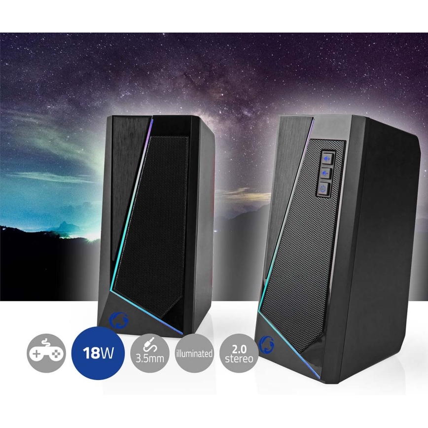 KIT 2x LED RGB Gaming speaker 18W/5V