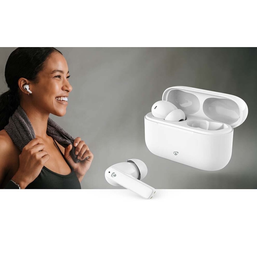 Wireless earphones med ENC IPX4 vit