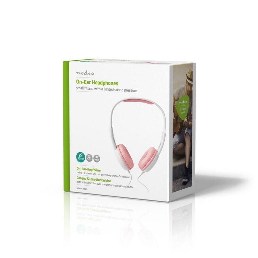 Nedis HPWD4200PK - VinREDA hörlurar rosa / vit