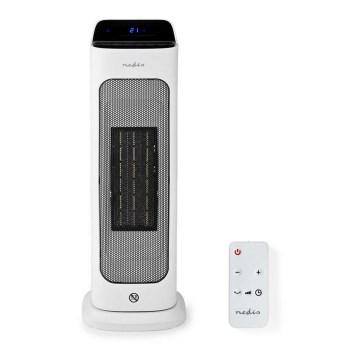 Nedis HTFA20WT - Fläkt med keramiskt värmeelement 1400/2000W/230V + fjärrkontroll