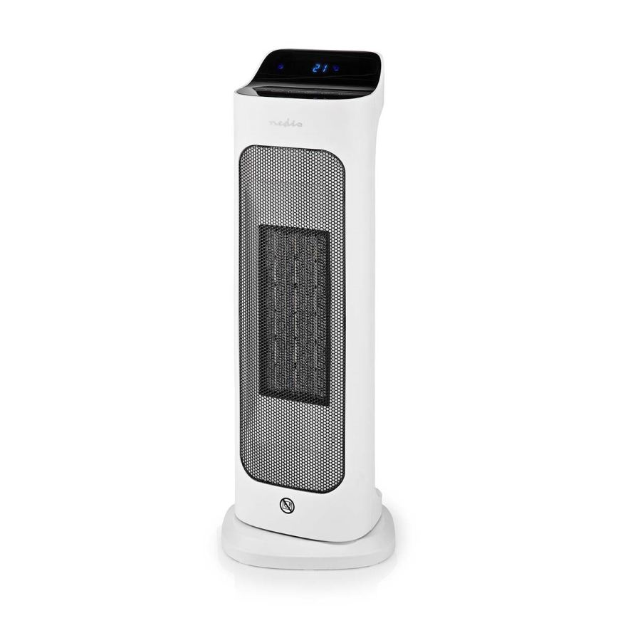 Nedis HTFA20WT - Fläkt med keramiskt värmeelement 1400/2000W/230V + fjärrkontroll