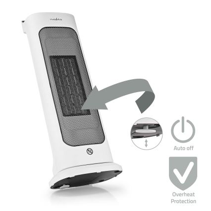 Nedis HTFA20WT - Fläkt med keramiskt värmeelement 1400/2000W/230V + fjärrkontroll