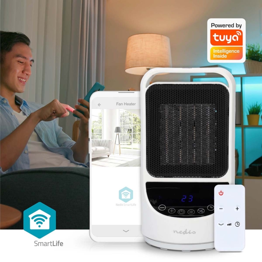 Fläkt med en keramiskt värmeelement Smartlife 1000/1500W/230V Wi-Fi Tuya + fjärrkontroll