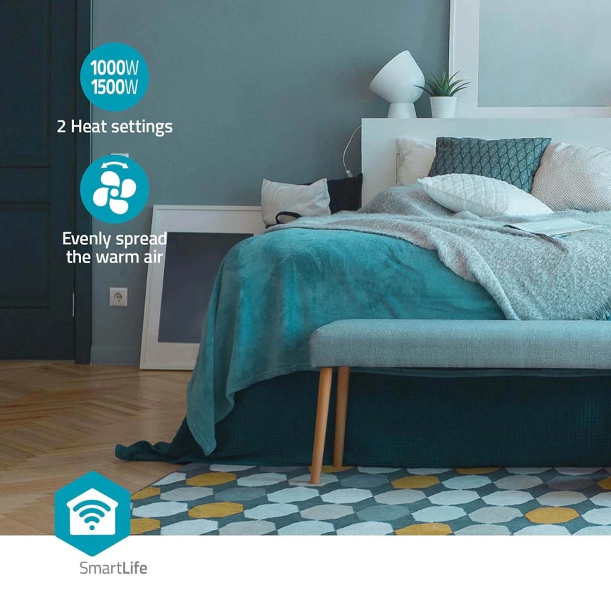 Fläkt med en keramiskt värmeelement Smartlife 1000/1500W/230V Wi-Fi Tuya + fjärrkontroll