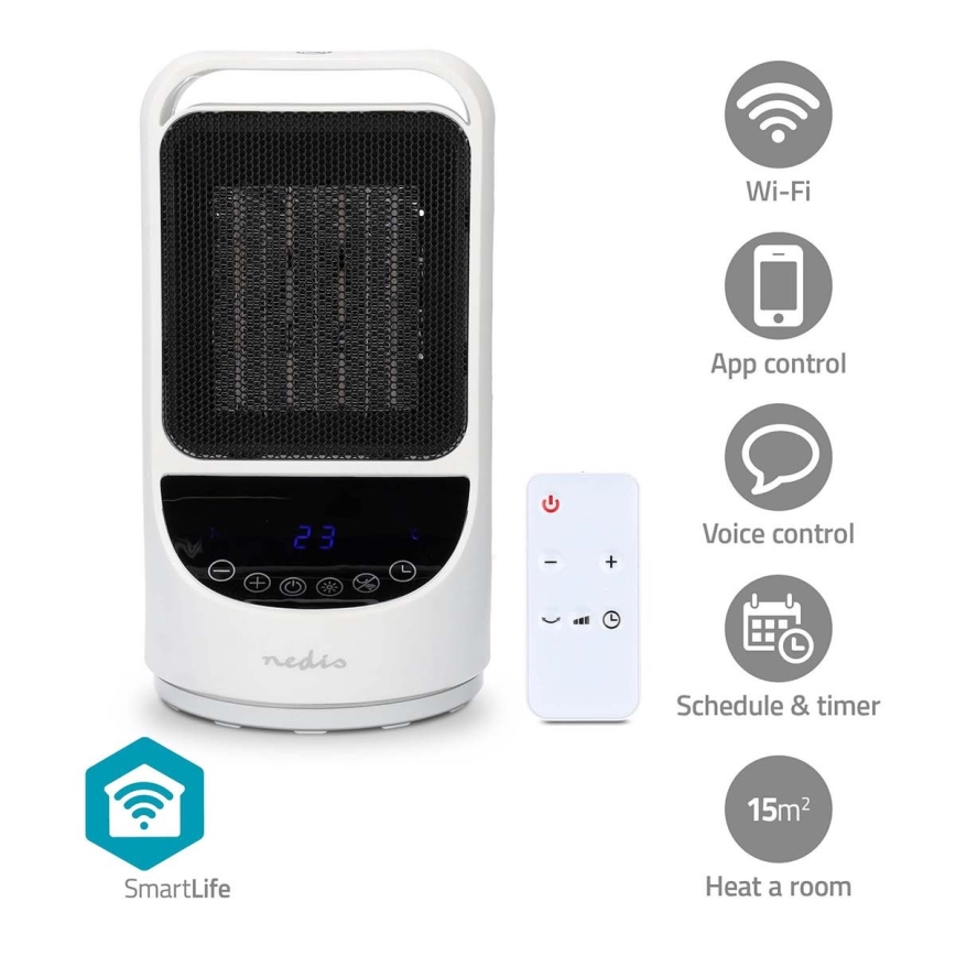 Fläkt med en keramiskt värmeelement Smartlife 1000/1500W/230V Wi-Fi Tuya + fjärrkontroll