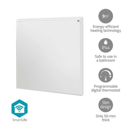 Infraröd värmepanel 350W/230V 59,8x62 cm IP44 Wi-Fi Tuya + fjärrkontroll