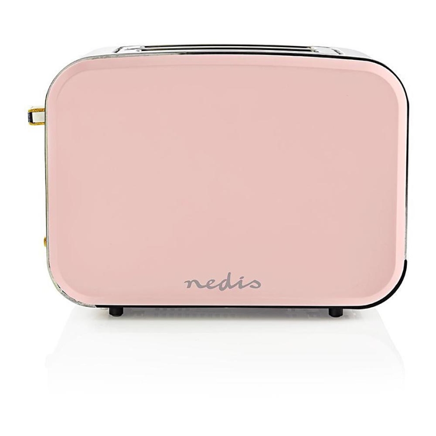 Nedis KABT510EPK − Brödrost med två skivor 900W/230V rosa