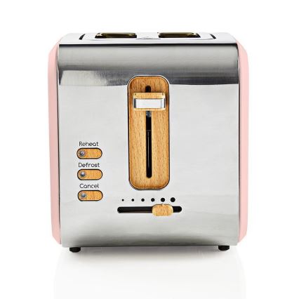 Nedis KABT510EPK − Brödrost med två skivor 900W/230V rosa