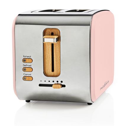 Nedis KABT510EPK − Brödrost med två skivor 900W/230V rosa
