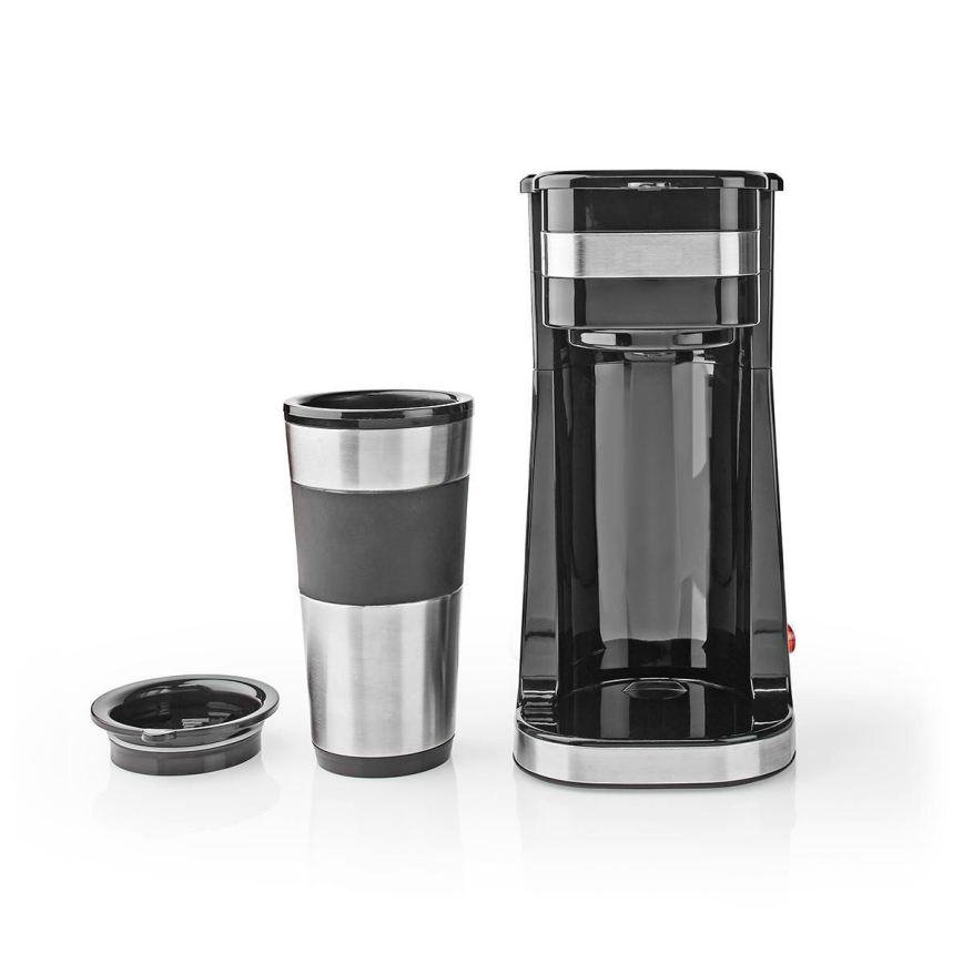 Kaffemaskin för en kopp 0,4 l med travel mugg