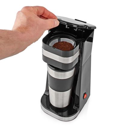 Kaffemaskin för en kopp 0,4 l med travel mugg