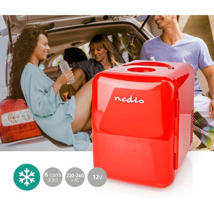 Nedis KAFR120CRD - Bärbar minikylare 50W/230V red