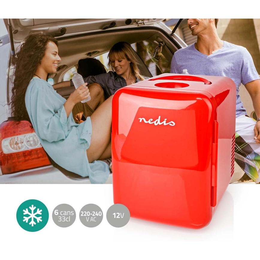 Nedis KAFR120CRD - Bärbar minikylare 50W/230V red